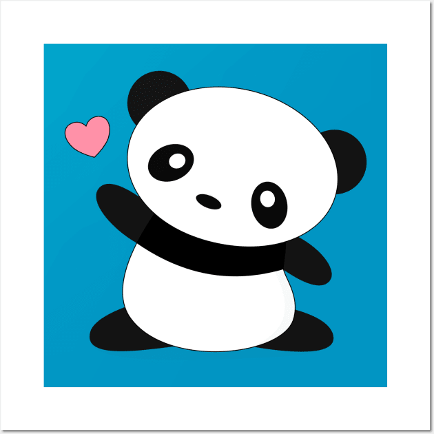 Kawaii Cute Panda Bear T-Shirt Wall Art by happinessinatee